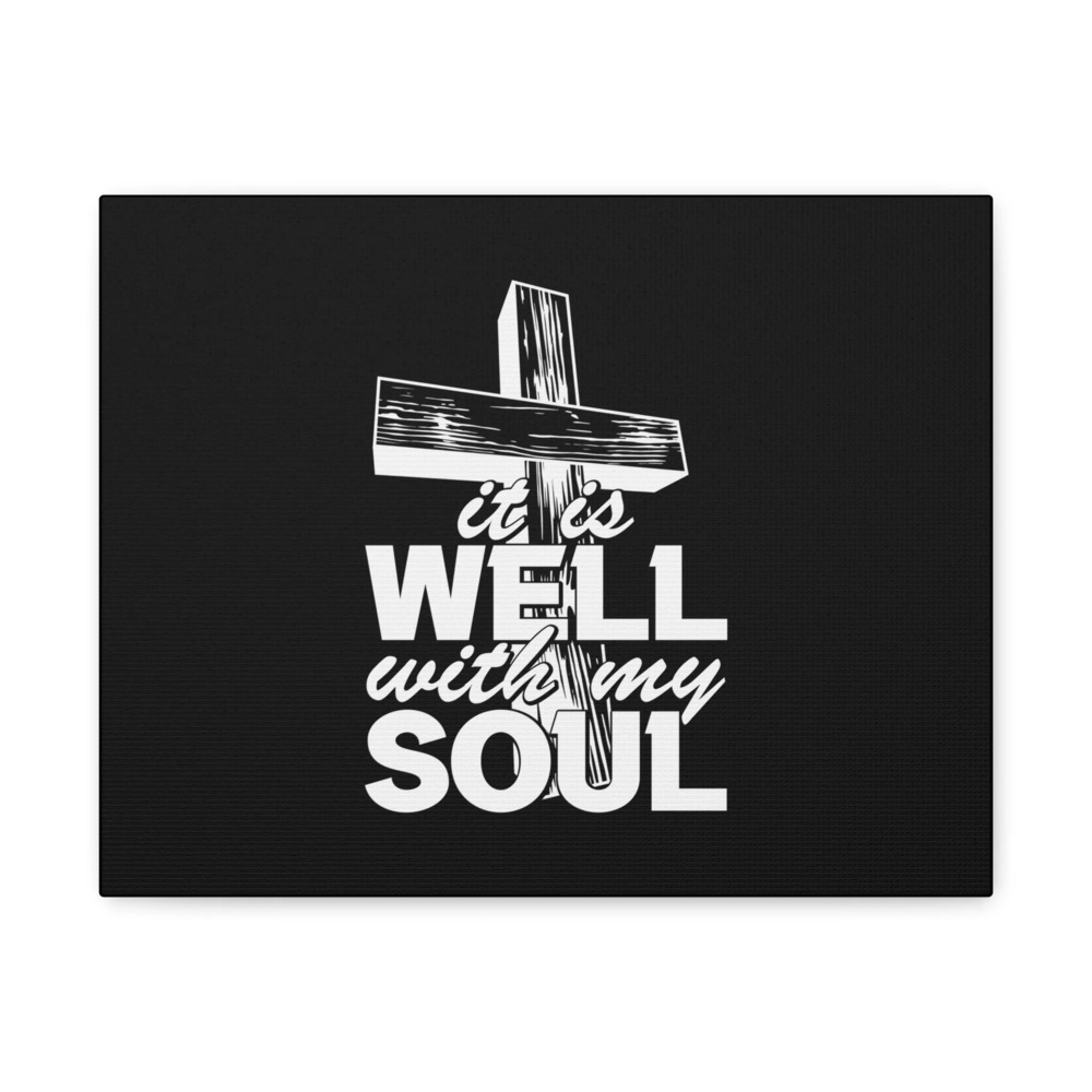 Scripture Canvas Well With My Soul Psalm 42:7 Cross Christian Wall Art Bible